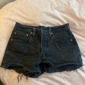 Black High Waisted 501 Levi Shorts (Size 26)